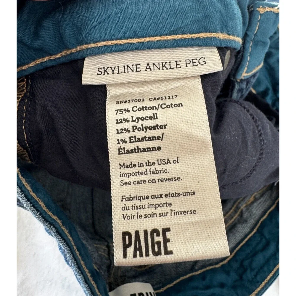 PAIGE Skinny Jeans Size 24 Skyline Ankle Peg EUC